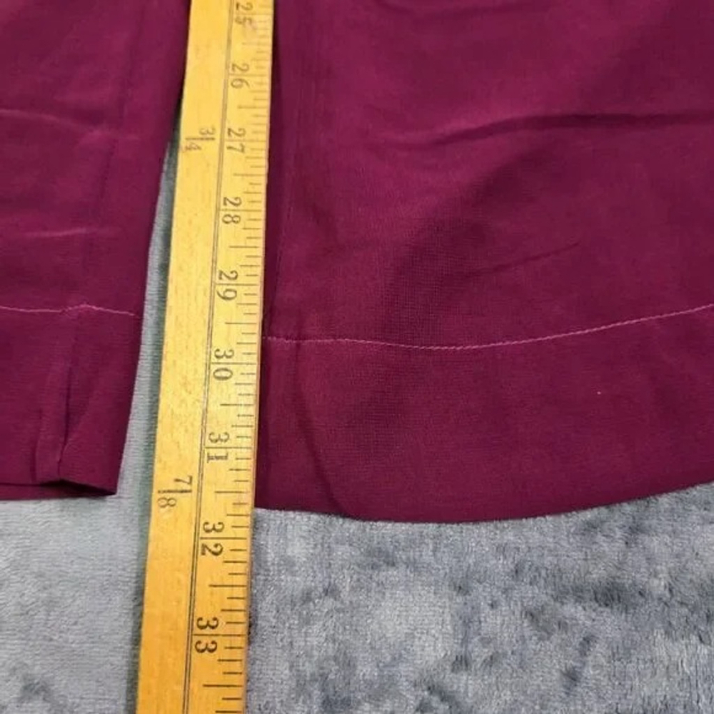 Burgundy Palazzo Pants Small Wide Leg Sheer Lined - Picture 6 of 11